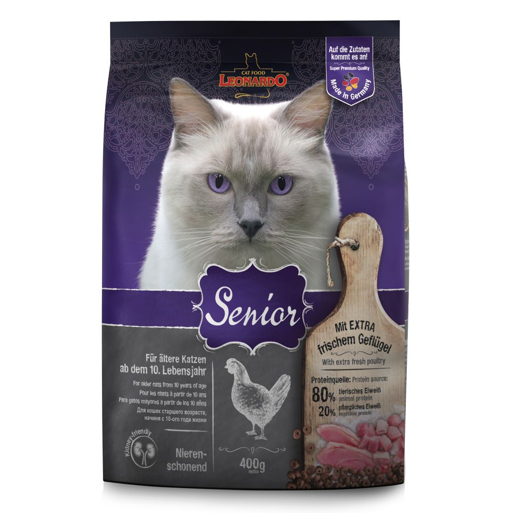 Сухой корм для кошек Леонардо Сеньор / Leonardo Senior 0,4 кг - купить с  доставкой по выгодным ценам в интернет-магазине OZON (1150000771)