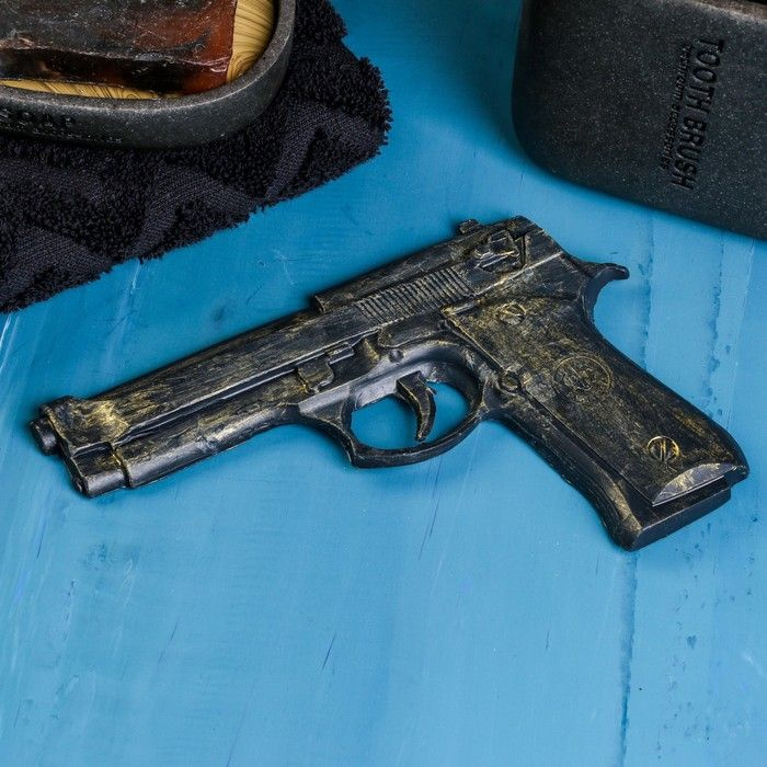 Фигурное мыло "Пистолет" черное золото, 80гр 1 шт. #1