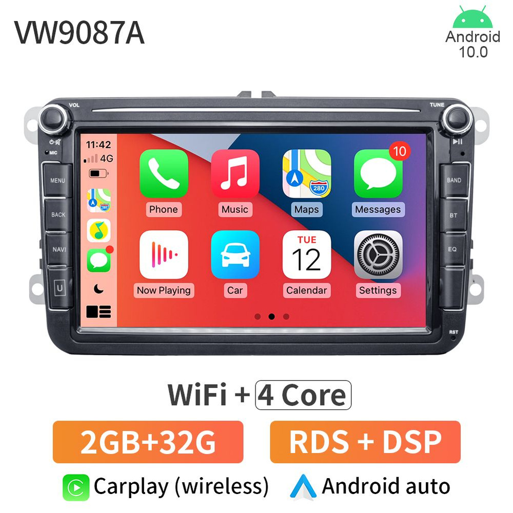 Автомагнитола 8 дюймов VW9087A GRANDnavi Volkswagen SKODA SEAT CarPlay  Android Auto 2 DIN WiFi Bluetooth GPS навигатор SWC USB Android сенсорный  экран2 DIN - купить в интернет-магазине OZON с доставкой по России  (833567725)