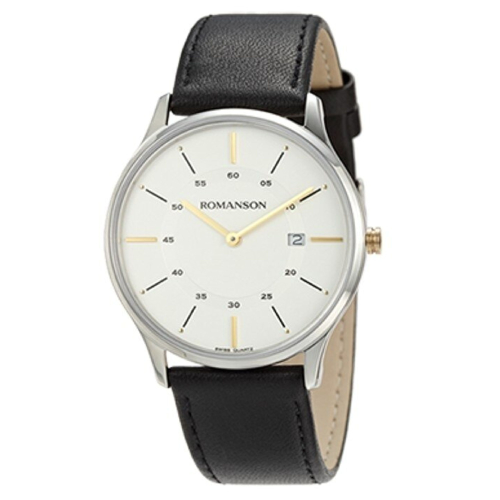 ROMANSON TL 3218MM 1C(WH) мужские кварцевые наручные часы с апертурой ...