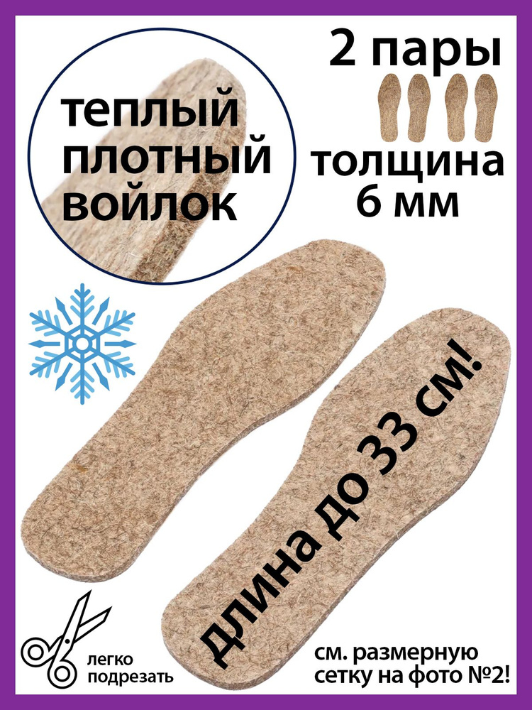 Стельки войлочные / из войлока теплые зимние 2 пары - 32 см - купить с ...