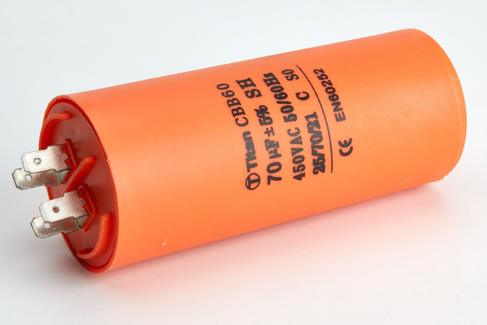 Пусковой конденсатор 70мкф 450VAC 5% (50Х120) CBB60-E КЛЕММЫ+БОЛТ TITAN ...