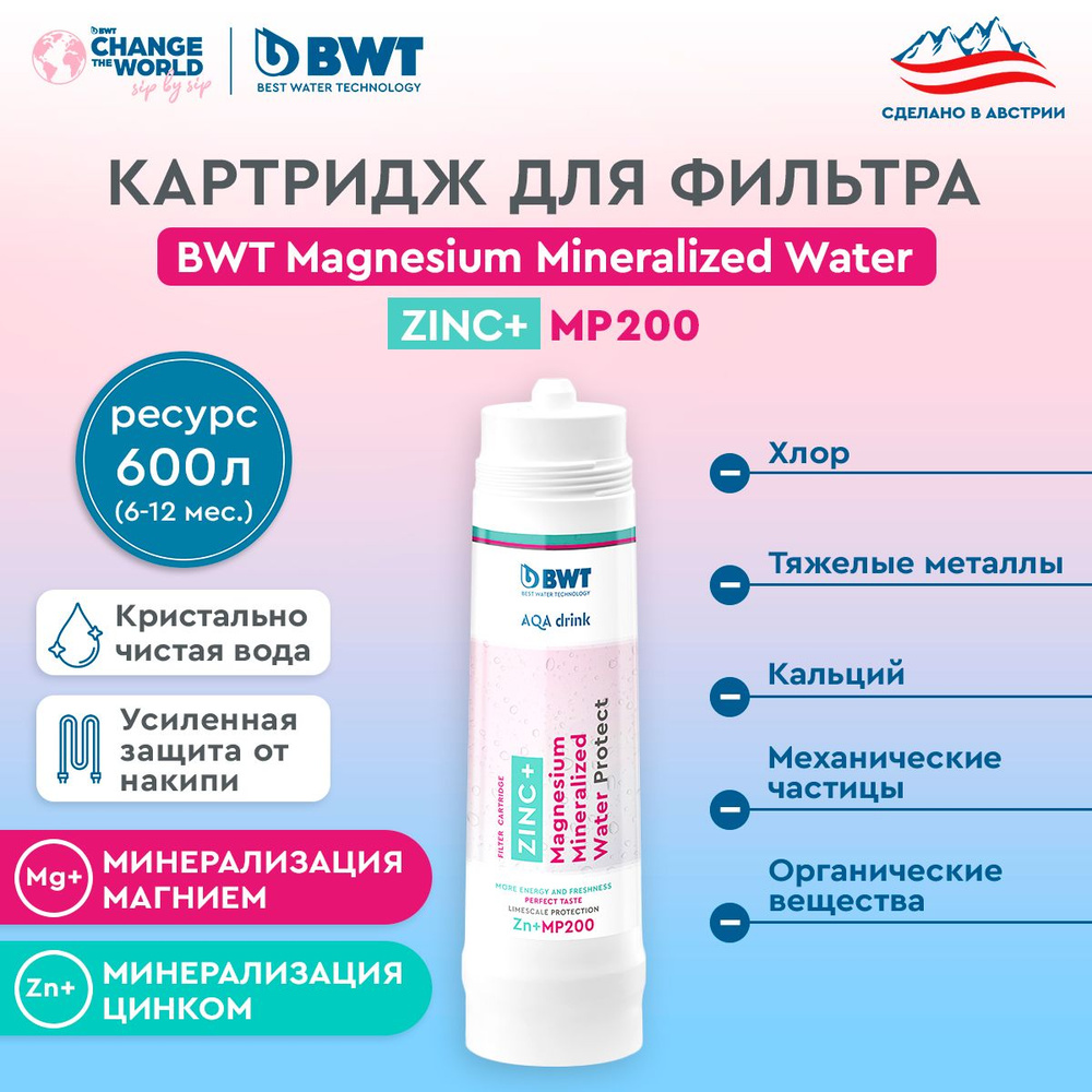 Картридж для фильтра мойку BWT Zn+MP200 Magnesium Mineralized Water/Минерализация Магнием и Цинком/Усиленная #1