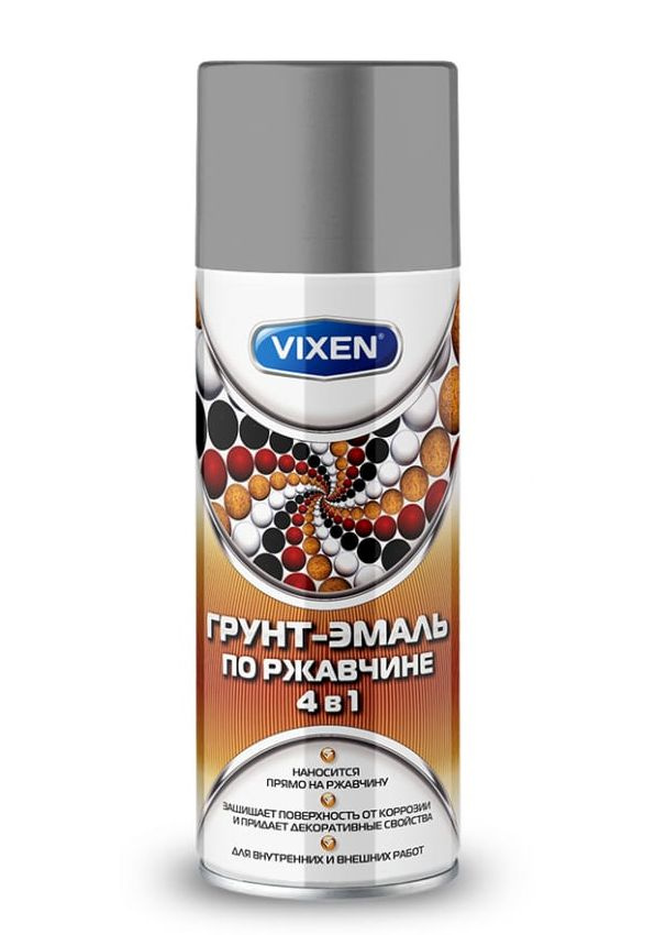 Vixen Аэрозольная краска Быстросохнущая, до 50°, Матовое покрытие, 520 л, серый  #1