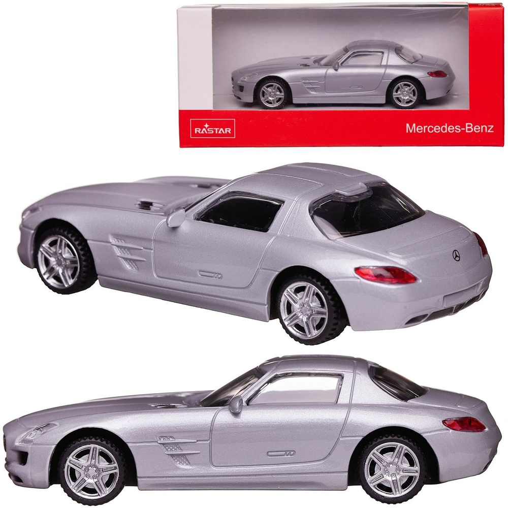 Машина металлическая 1:43 Mercedes SLS, цвет серебрянный - купить с  доставкой по выгодным ценам в интернет-магазине OZON (1075959436)