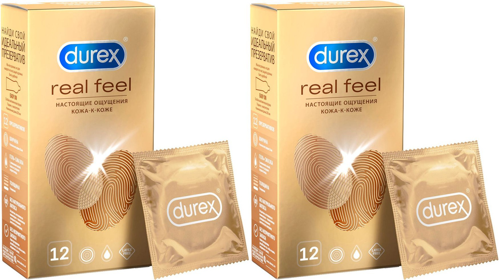 Презервативы Durex Real Feel для естественных ощущений безлатексные, комплект: 2 упаковки по 12 шт  #1