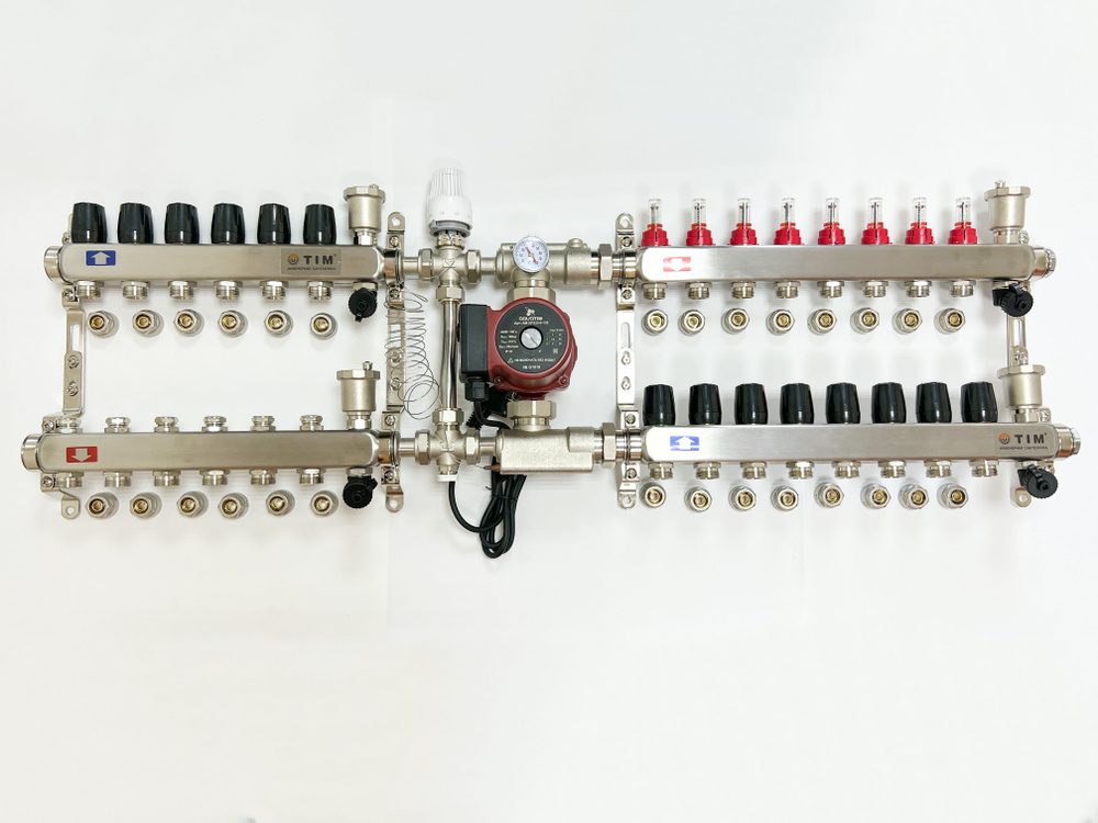 Комплект для подключения тёплого водяного пола на 8 выходов и радиаторов отопления 6 шт  #1