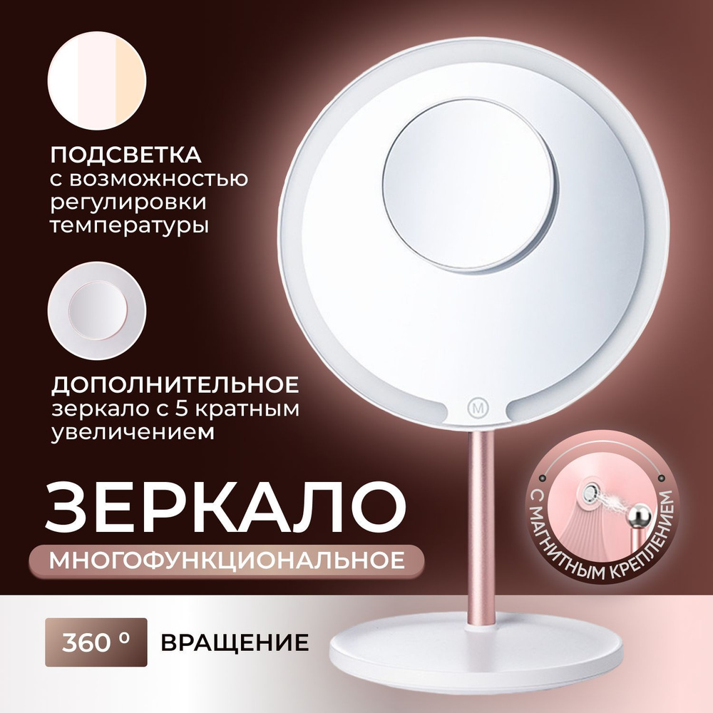 Зеркало косметическое настенное L6508D с LED-подсветкой