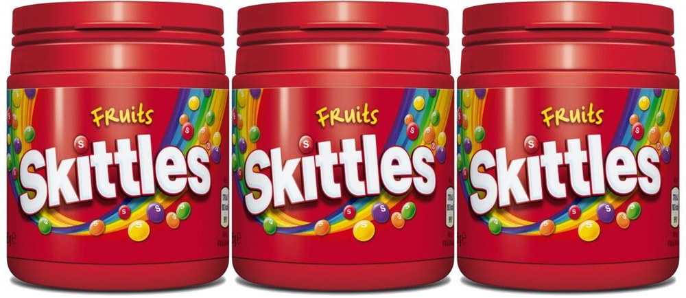 Конфеты жевательные Skittles Fruits /Драже Конфеты Скитлс, 125г х 3шт ...
