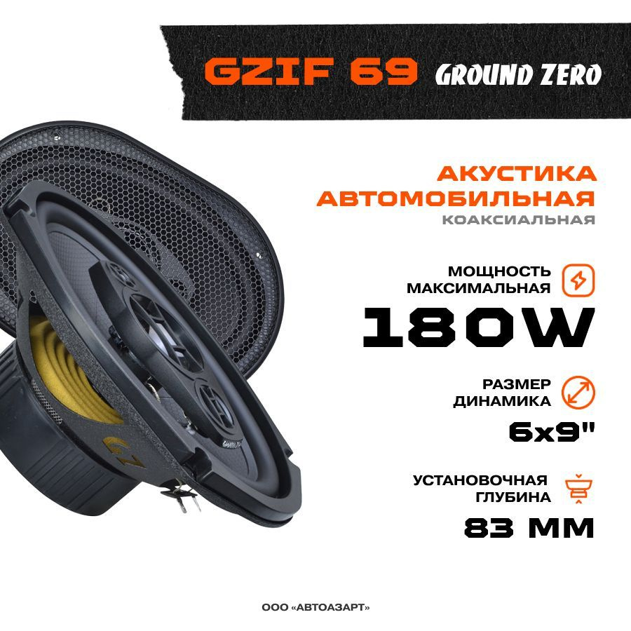 Акустика коаксиальная Ground Zero GZIF 69 / Колонки автомобильные /  Динамики автомобильные