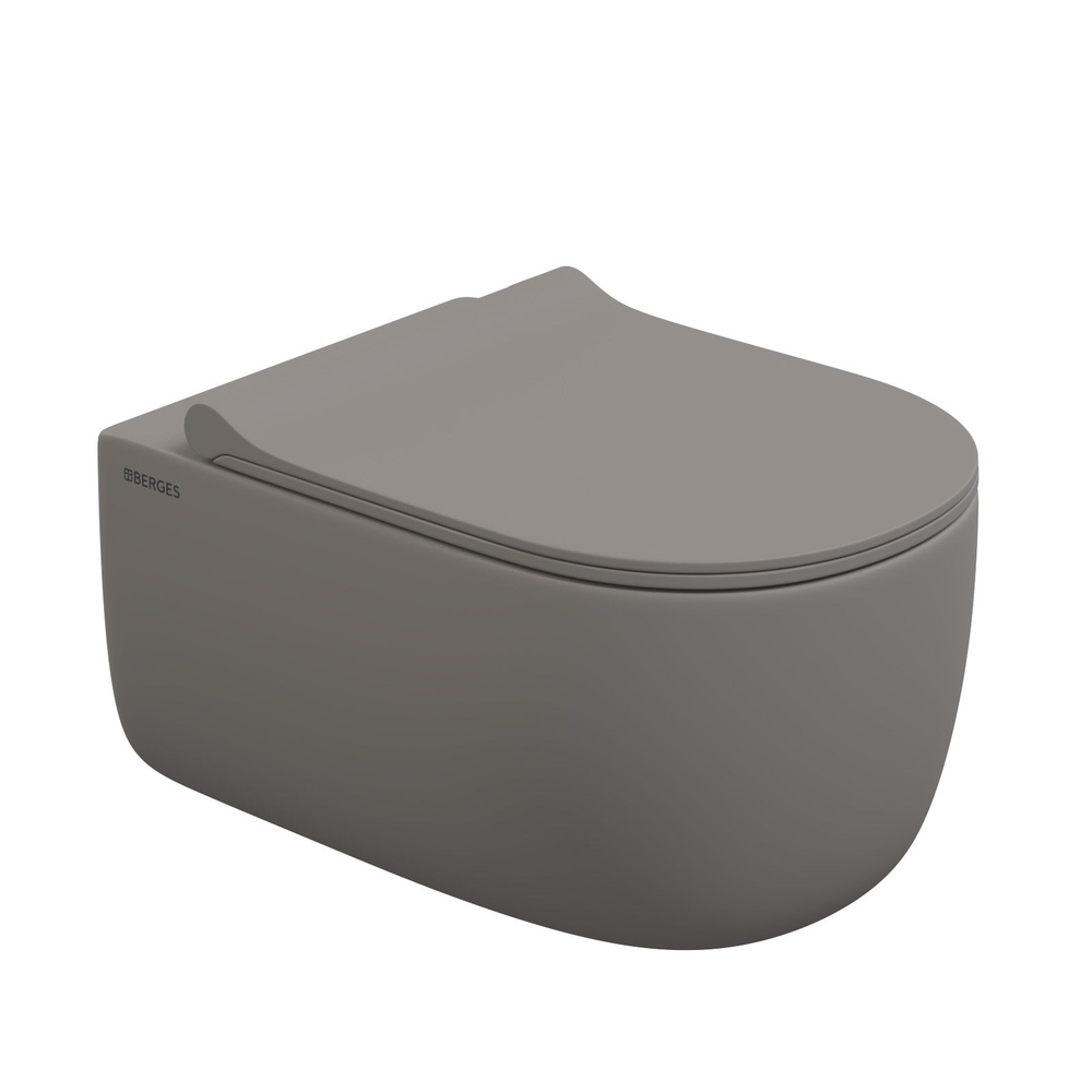 Унитаз Berges Ego XL 083216 подвесной, безободковый, с сиденьем микролифт, цвет серый матовый  #1