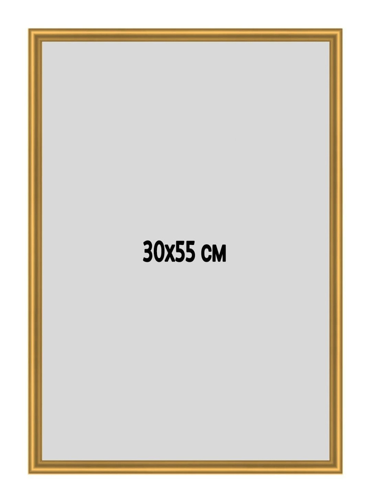 Фоторамка металлическая (алюминиевая) золотая для постера, фотографии, картины 30х55 см. Рамка для зеркала. #1