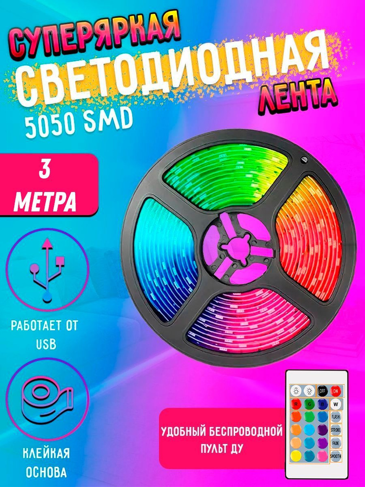 Подсветка светодиодной RGB лентой