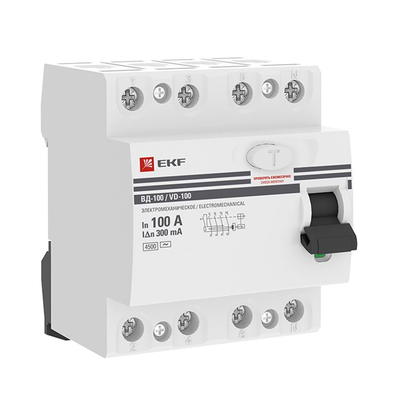 УЗО PROxima ВД-100 4P 100 A 300 мА 4.5 кА AC elcb-4-100-300-em-pro ...