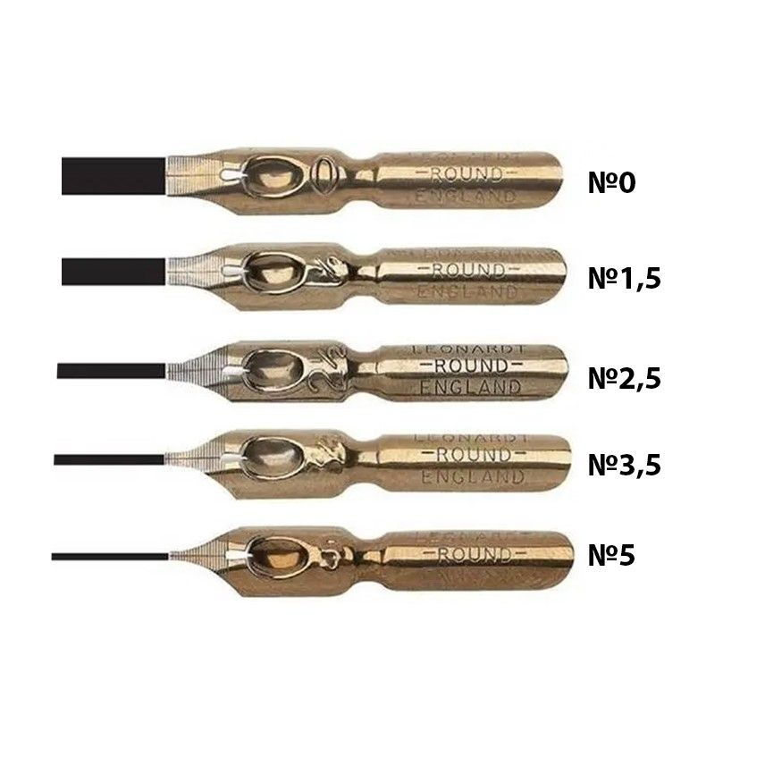 Набор перьев Manuscript "Leonardt Round Hand" 5 штук (№0, №1,5, №2,5, №3,5, №5)  #1
