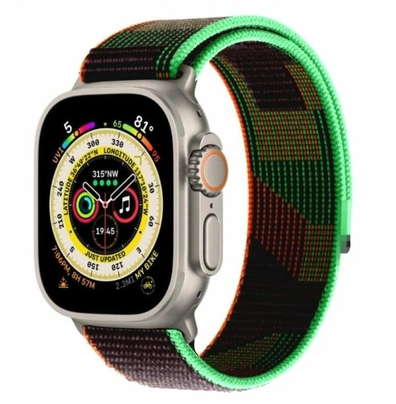 Ремешок нейлоновый с липучкой для Apple Watch 42/44/45/49мм в стиле Ultra, цветной  #1