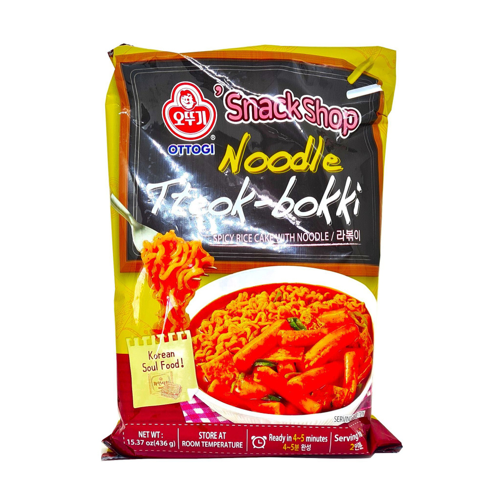 Ottogi Noodle Tteok-bokki - рисовые клецки токпокки с лапшой 2 порции  (436гр.)