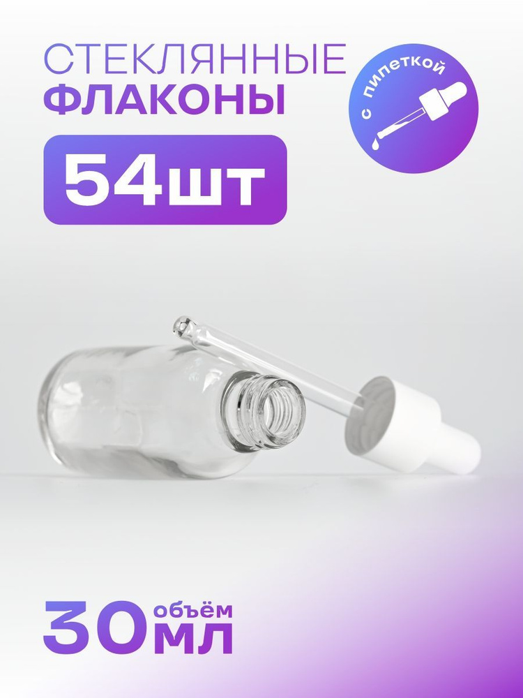 Прозрачный стеклянный флакон 30 мл. с пипеткой - купить с доставкой по ...