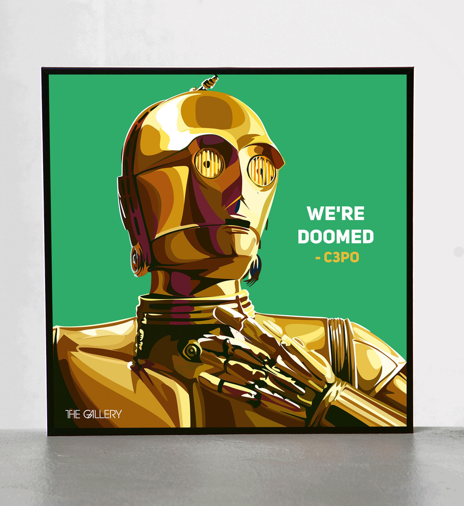 Картина постер интерьерная C3PO робот в стиле поп-арт / Star Wars / Звездные Войны  #1