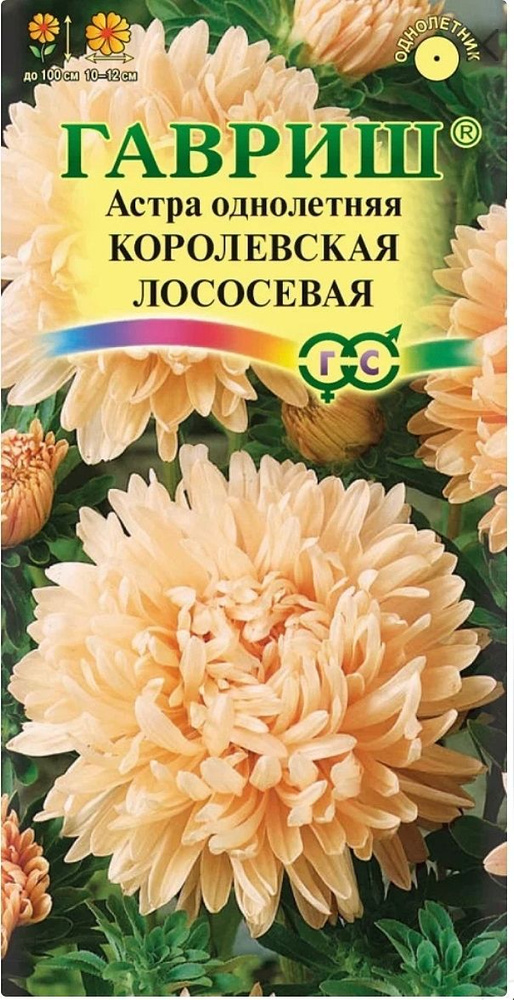 Астра пионовидная Королевская лососевая, 1 пакет, семена 0,3 гр, Гавриш, однолетняя  #1