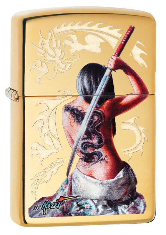 Зажигалка ZIPPO Mazzi С Покрытием High Polish Brass Латунь Золотистая Глянцевая Зиппо MADE IN USA 29668 #1