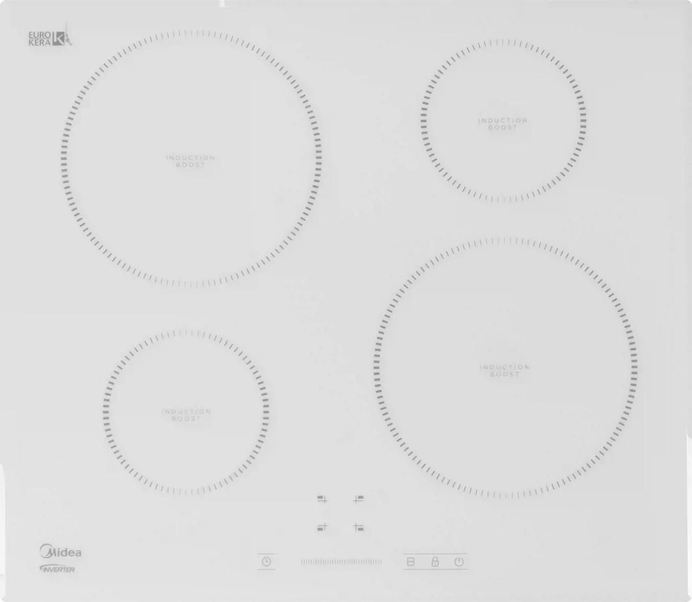 Индукционная варочная панель Midea MIH64721FW, 59 см, 4 конфорки, цвет ...