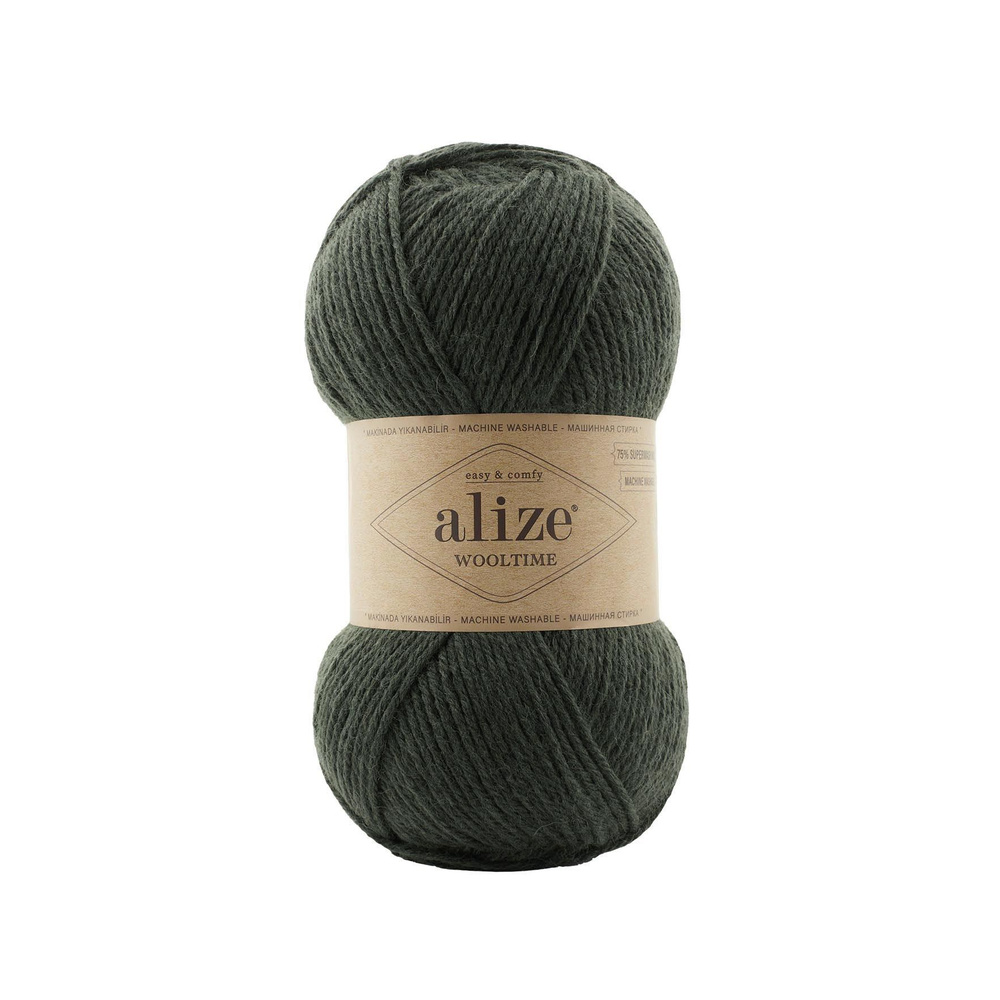 Пряжа Alize Superwash Wooltime (Ализе Супервош Вултайм) 873 (плющ)  однотонная 200м/100г 75%шерсть, 25% полиамид - купить с доставкой по  выгодным ценам в интернет-магазине OZON (1046012243)