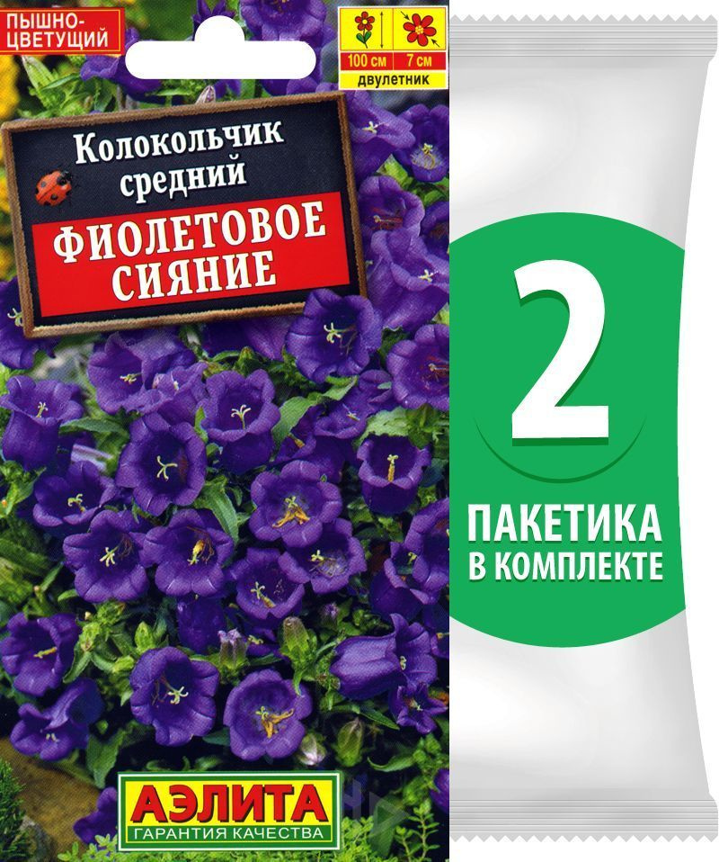 Семена Колокольчик средний Фиолетовое Сияние (медонос), 2 пакетика по 0,1г/350шт  #1