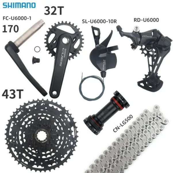 Горный велосипед Shimano Cues U6000 1x10 скоростей групсет 170MM 32T шатуны 43T кассета MT501 каретка #1