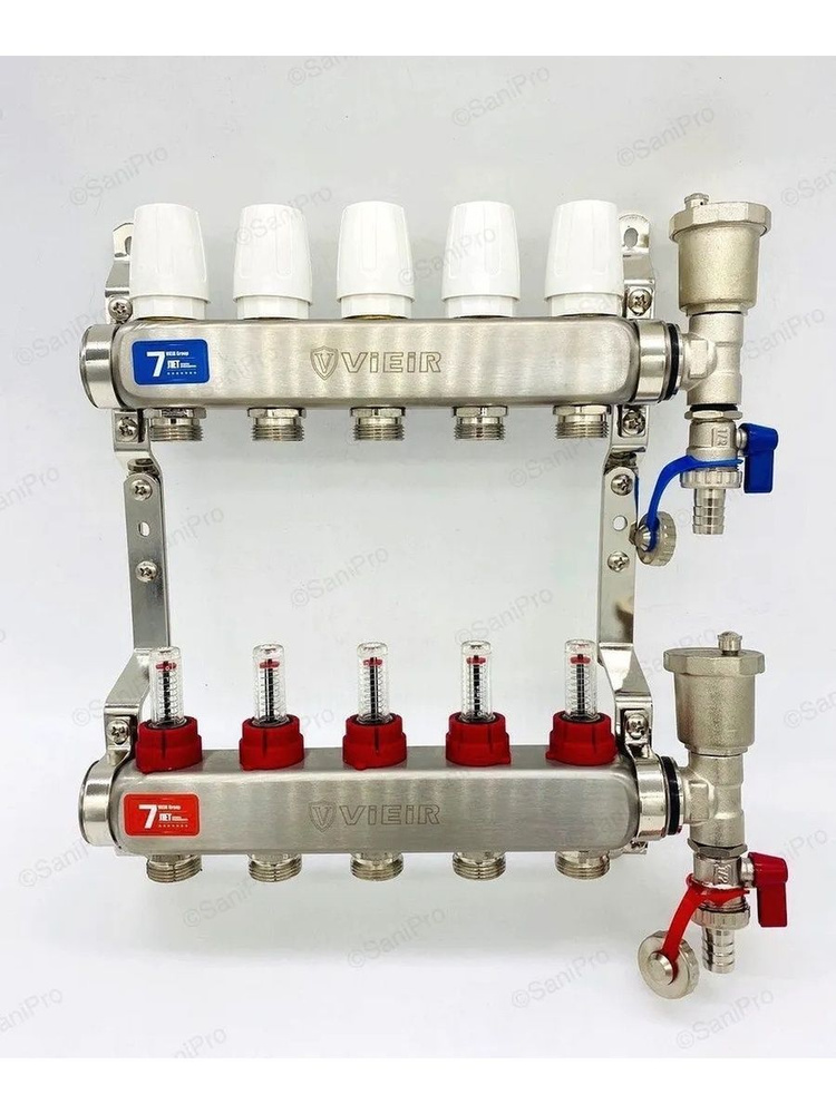 Коллекторная группа ViEiR 5-вых. с расходомерами без кранов, БЕЗ КРАНОВ 1"x3/4", VR113A  #1