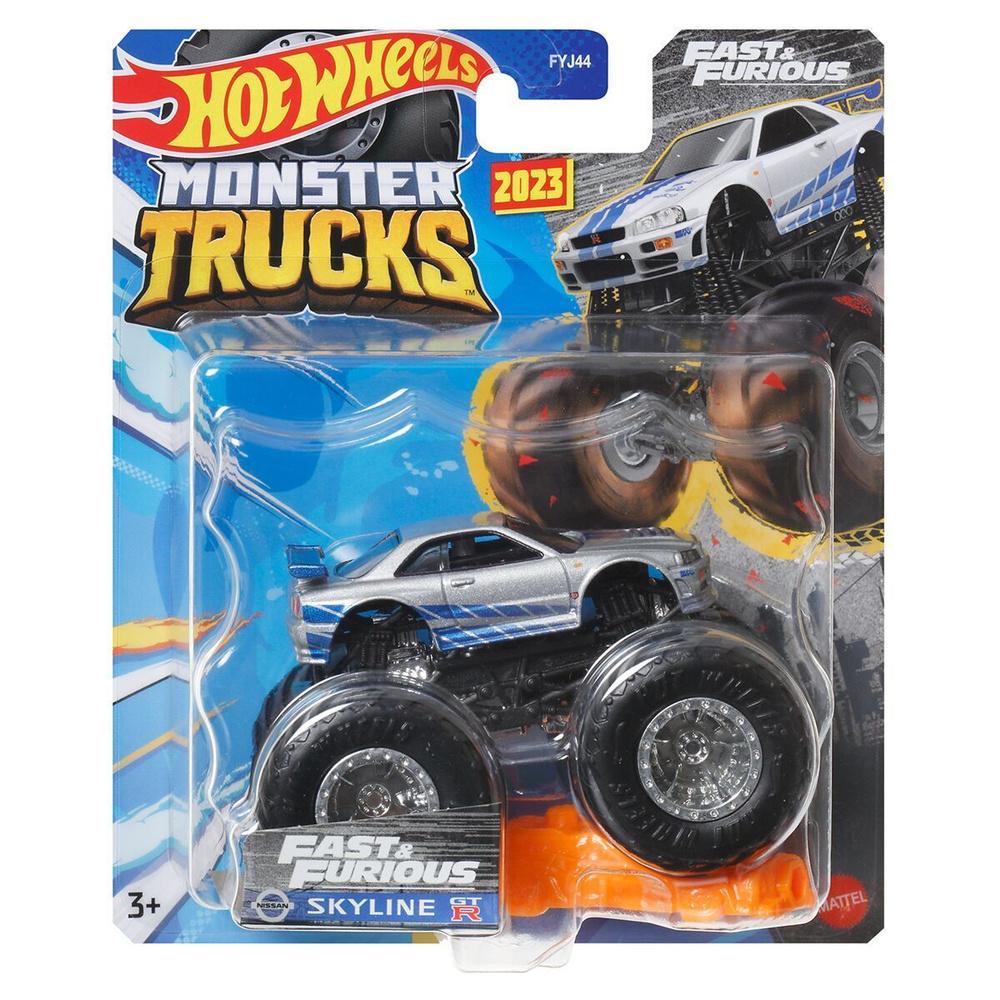 Машинка Hot Wheels Monster Trucks 1:64 Fast & Furious Nissan Skyline HNM76  - купить с доставкой по выгодным ценам в интернет-магазине OZON (1109211373)