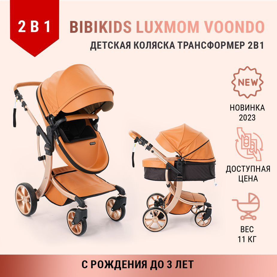 Детская коляска трансформер 2 в 1 Bibikids Voondo для новорожденных -  купить с доставкой по выгодным ценам в интернет-магазине OZON (1125840488)