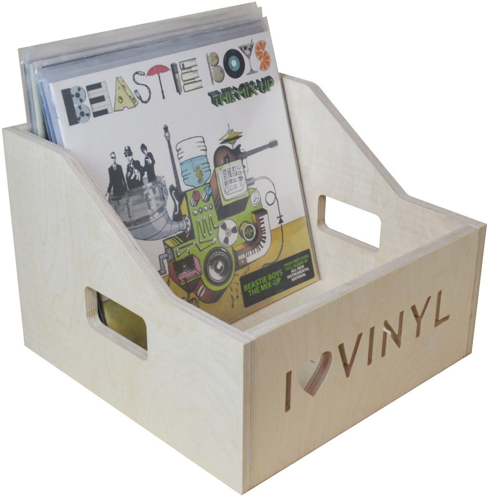 Ящик без покраски для хранения до 100 виниловых пластинок (арт. I.LOVE ...