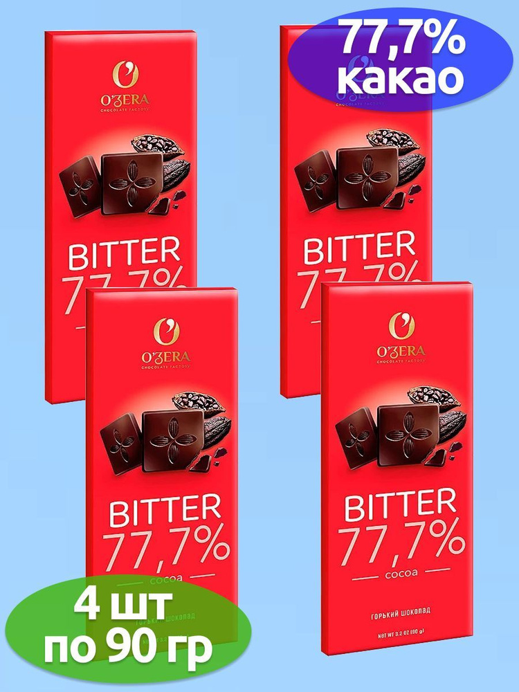 OZera, шоколад горький Bitter 77,7% какао, 4 шт по 90 грамм, KDV #1