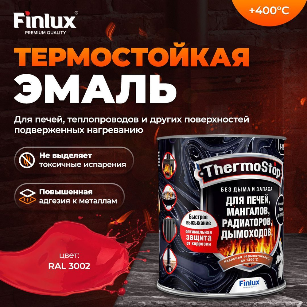 Грунт-эмаль Finlux ФЛ-1200 Быстросохнущая, Термостойкая,  Кремнийорганическая, Матовое покрытие, малиновый - купить в  интернет-магазине OZON по выгодной цене (867099662)