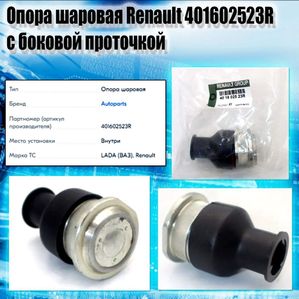 Шаровая опора с боковой проточкой. Renault 401602523r шаровая опора. Опора шаровая 401602523r. 401602523r. Шаровая Ларгус с боковой проточкой артикул.