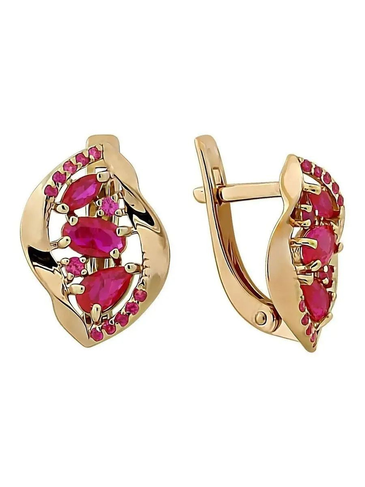 Серебряный Дом Серьги с Корундом, золочение, серебро 925 пробы - купить ...