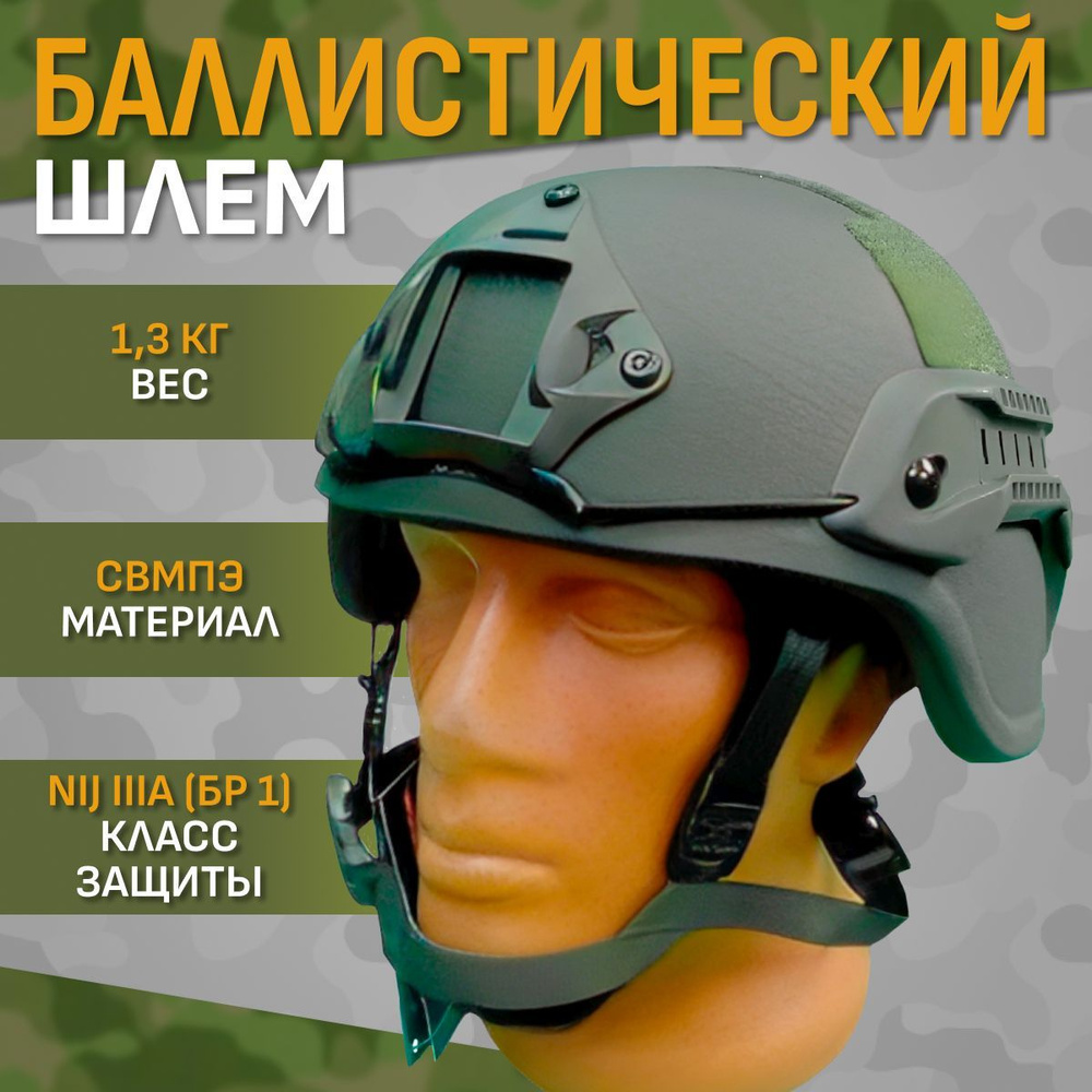Баллистический шлем Aholdtech Mich из СВМПЭ класс защиты NIJ IIIA (БР 1 ...