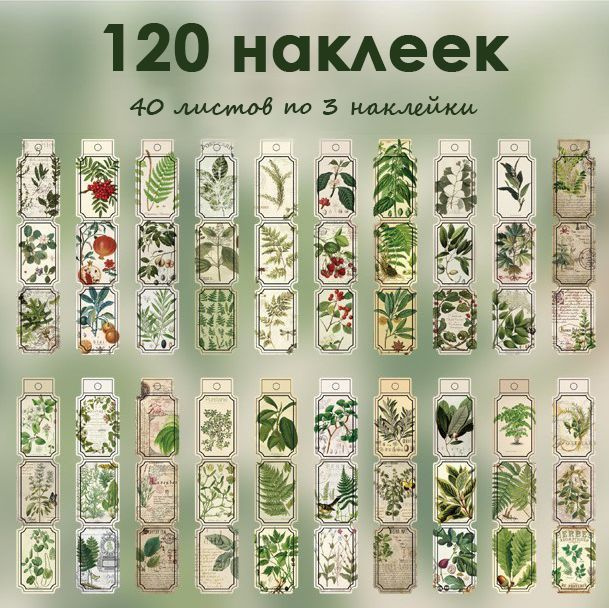 Винтажные наклейки 120 шт. Ягоды для ежедневника, оформления открыток и подарков. Набор стикеров для #1