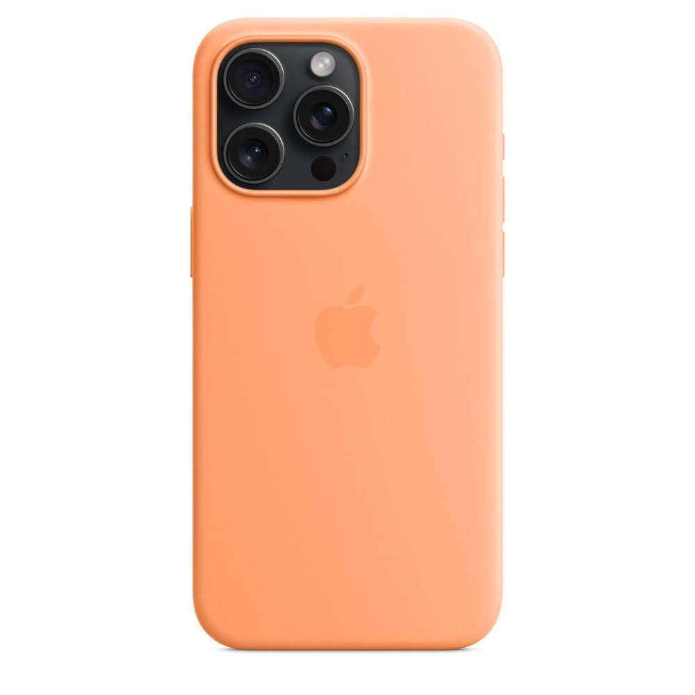 Чехол-накладка Silicone Case MagSafe для iPhone 15 / Orange Sorbet + Защитное стекло Sparta  #1