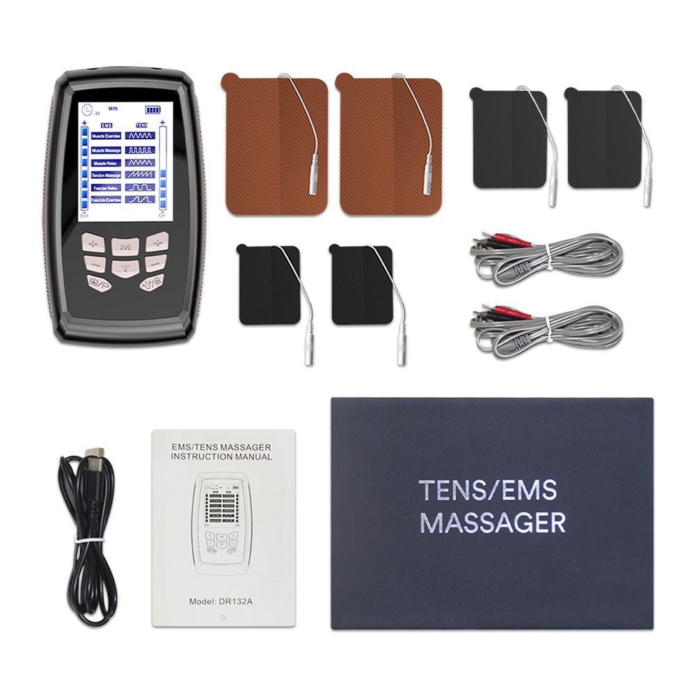 Перезаряжаемый 16 подушечек TENS Unit 2 в 1 для домашнего использования EMS-миостимулятор, двухканальное #1