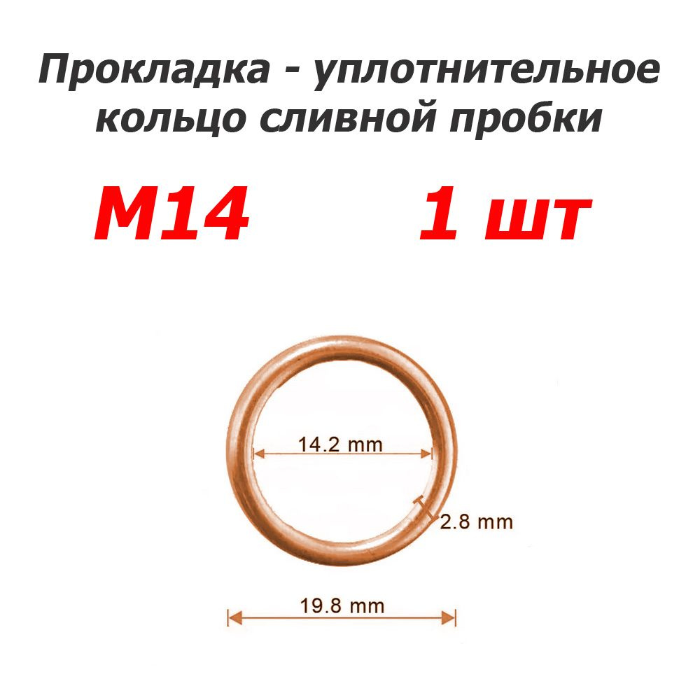 Кольцо M14 (1 шт) - Прокладка пробки маслосливного отверстия POLO, RAPID (CWVA, CWVB) Sasic арт. 3130270 #1