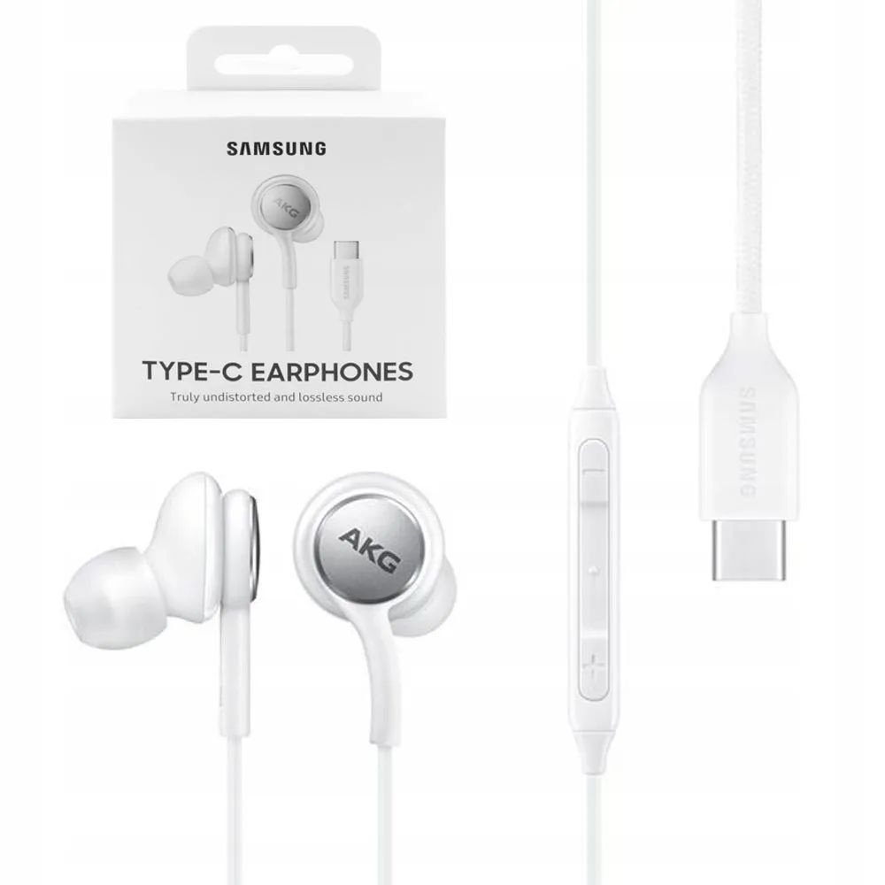 Проводные внутриканальные наушники Samsung с микрофоном для телефона AKG  Type-C Earphones (EO-IC100BWEGRU), белые