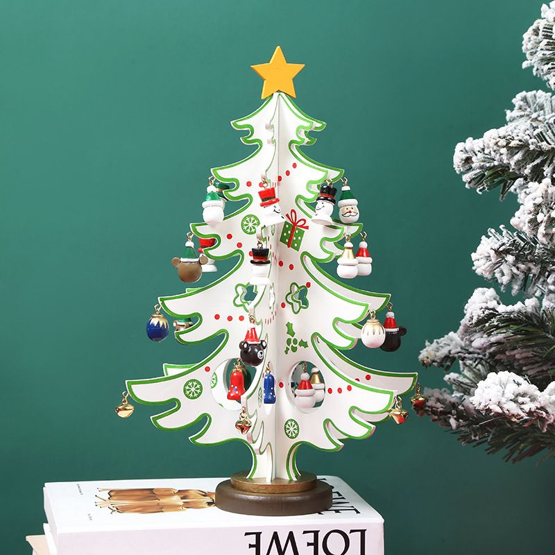 Новогодняя деревянная елочка с игрушками на подставке 3D / новогодний набор для творчества / украшение #1