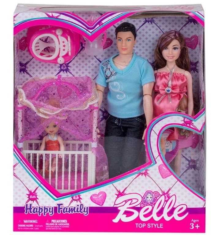 Набор кукол семья - кукла мама беременная , папа, ребенок , набор с ...