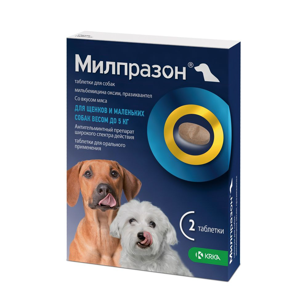 Милпразон таблетки для собак 2 х 2,5 мг/25 мг - купить с доставкой по  выгодным ценам в интернет-магазине OZON (164732713)