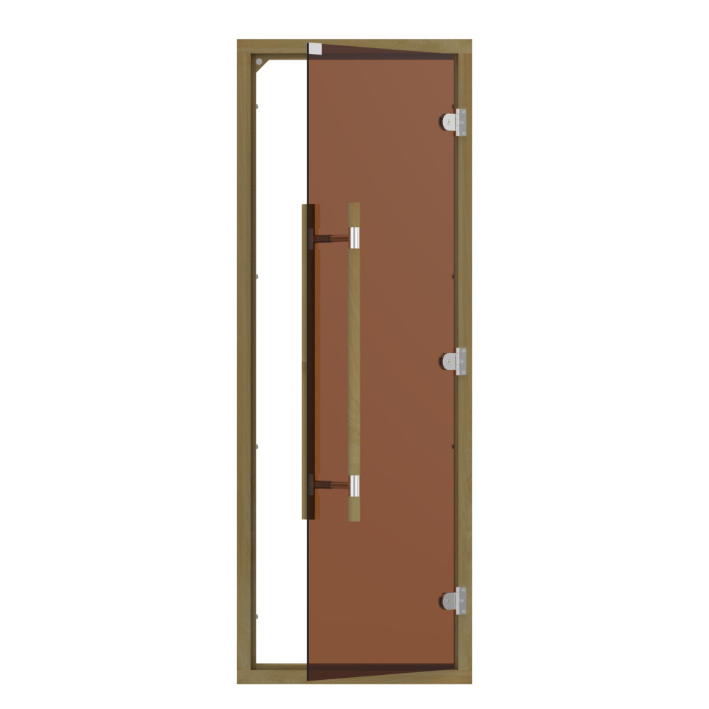 SAWO Дверь 700*1900, бронза с порогом, кедр, прямая ручка с металлической вставкой  #1
