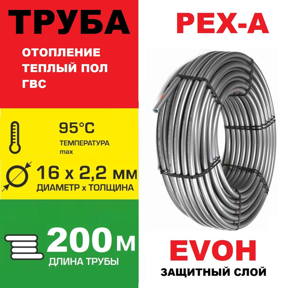 Труба для отопления из сшитого полиэтилена PEX-a EVOH 16x2,2 мм ...