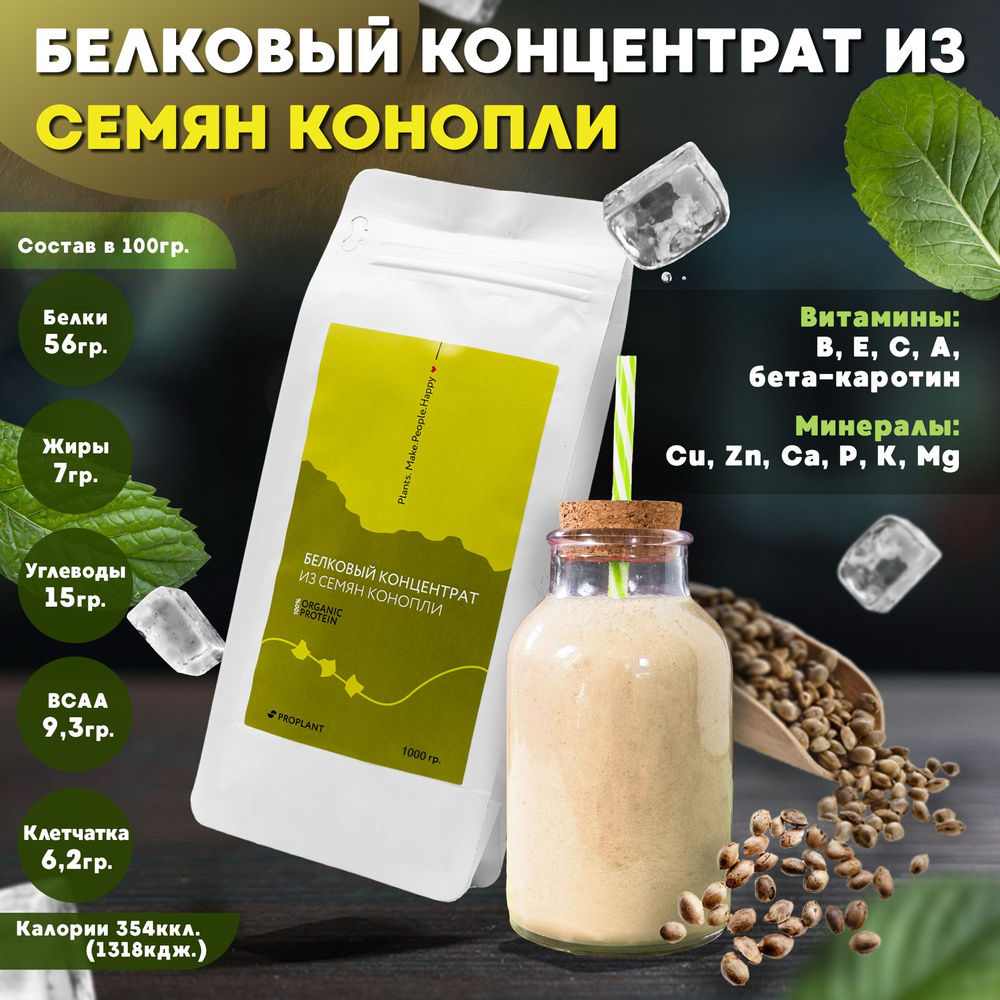 Конопляный протеин, Proplant,растительный, веган,1 кг. - купить с ...