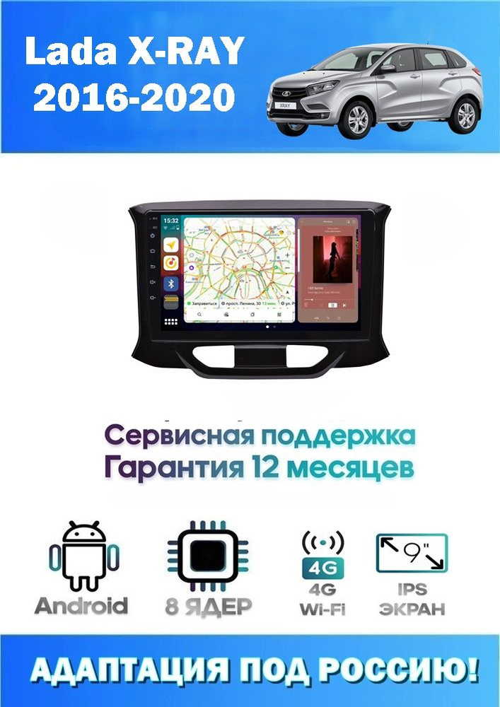 Автомагнитола для Lada X-RAY 2016-2020 (8 ядер 6/128 GB 4G Модем,Sim-Карта,DSP,Carplay) Адаптация под #1